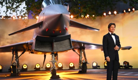 Tom Cruise attends the U.K. premiere of "Top Gun: Maverick" at Leicester Square