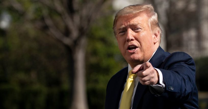 Former President Donald Trump, seen in a photo from March 2020, posted a series of tongue-in-cheek "endorsements" for several New York Democrats.