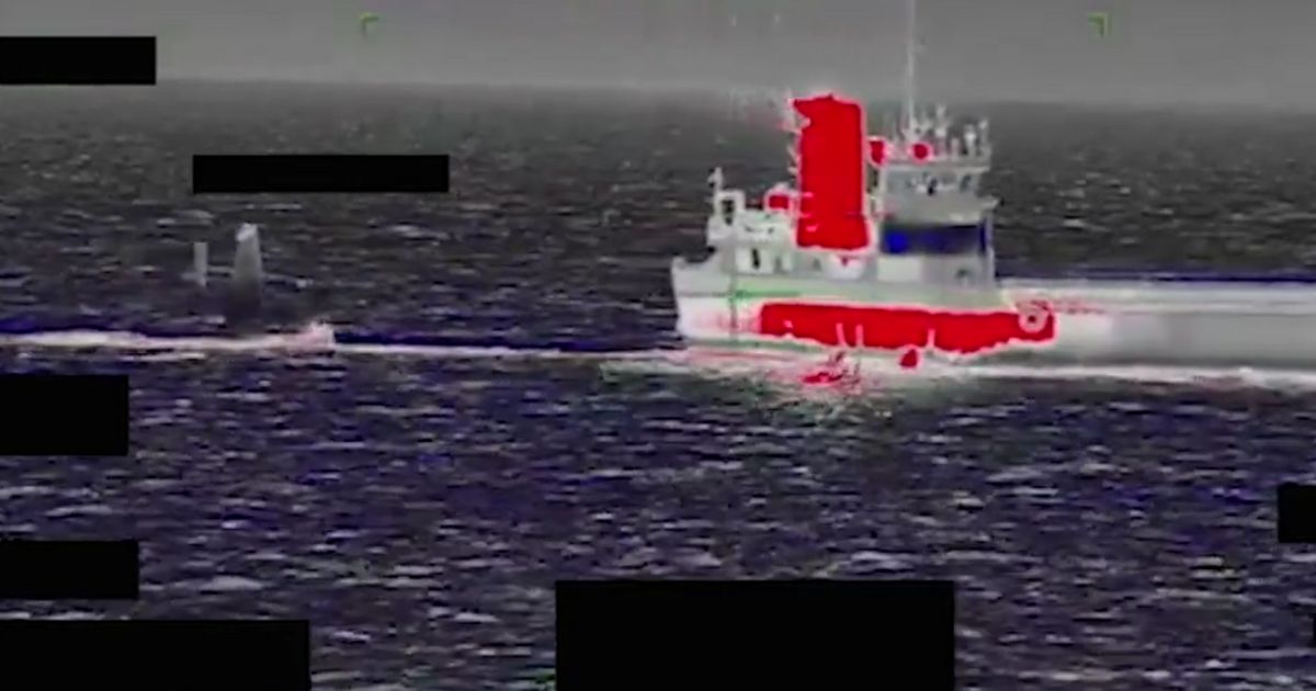 A video posted by U.S. Central Command shows the Iranian naval ship "unlawfully towing a U.S. Saildrone Explorer unmanned vessel" in international waters.