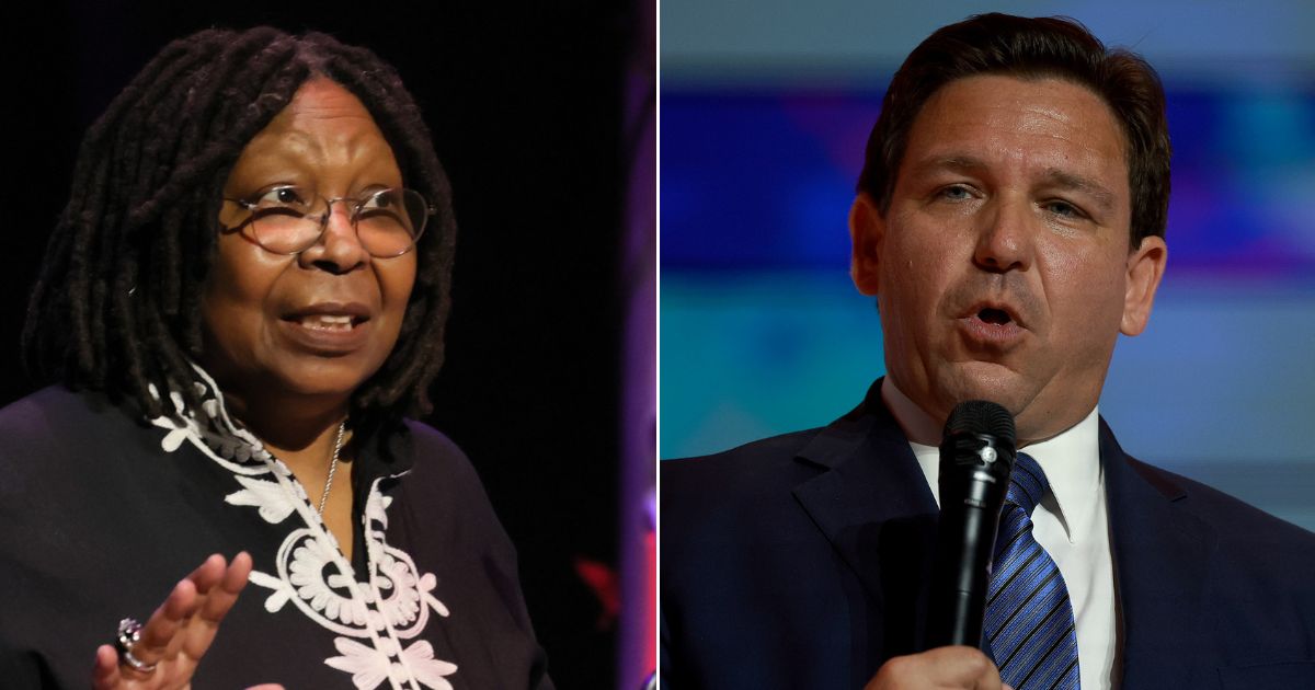 Whoopi Goldberg, left, in a March 1 file photo, will be one co-host on "The View" who will be unlikely to get a sit-down with Florida Gov. Ron DeSantis, right, after a DeSantis spokesman turned down a request for the governor to appear on the ABC talk show.