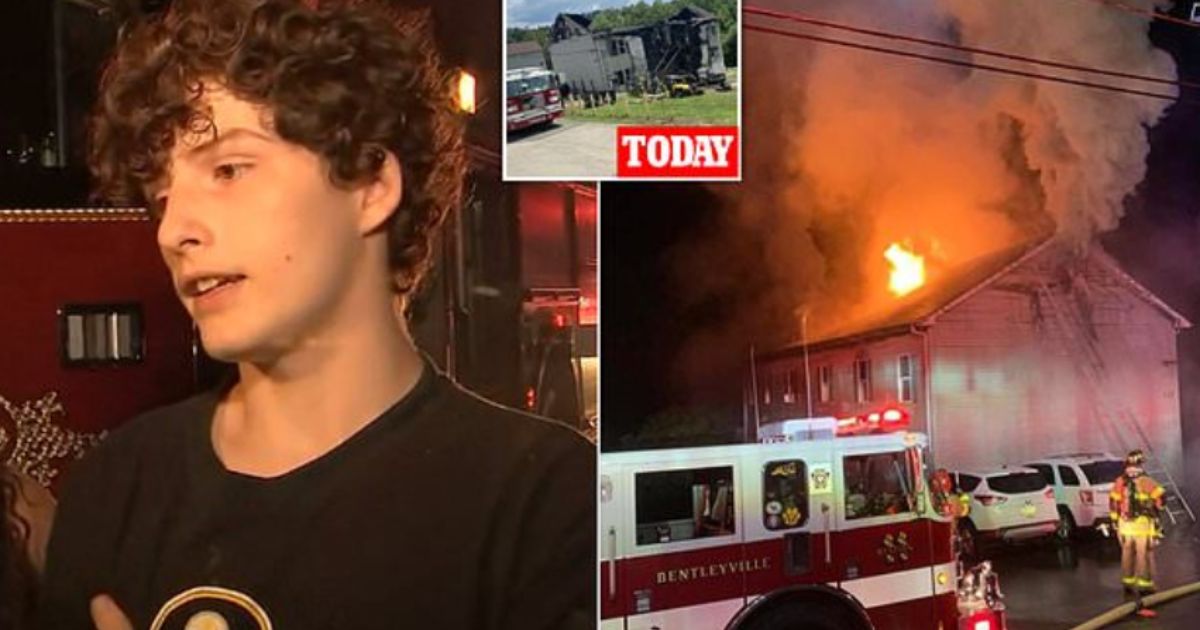 Seventeen-year-old Falon O'Regan used a trampoline to help save neighbors from a fire in his apartment building in Bentleyville, Pennsylvania, on Tuesday morning.