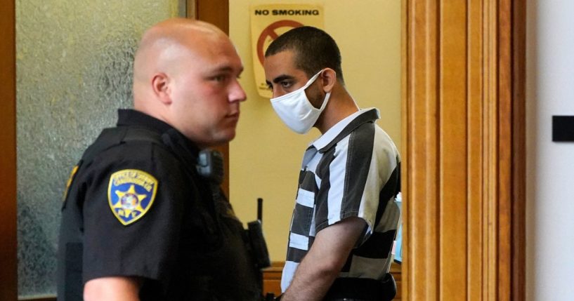 Hadi Matar, 24, is pictured at his arraignment Saturday in the Chautauqua County Courthouse in Mayville, New York.