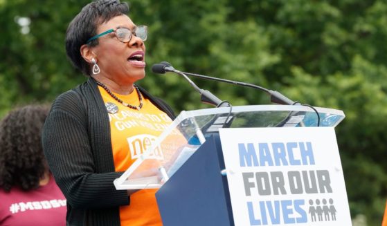 Becky Pringle, president of the National Education Association, speaks during March for Our Lives 2022 on June 11 in Washington, D.C.