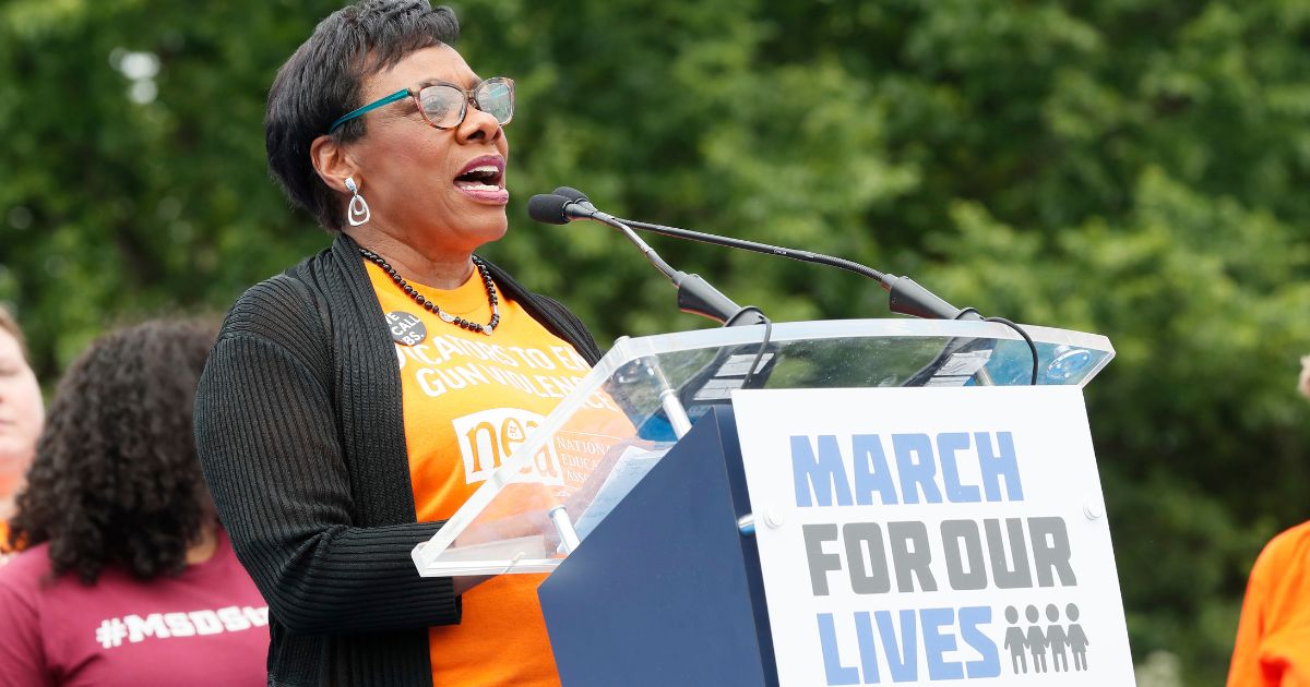 Becky Pringle, president of the National Education Association, speaks during March for Our Lives 2022 on June 11 in Washington, D.C.