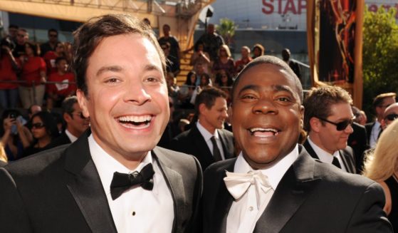 Comedians Jimmy Fallon, left, and Tracy Morgan are pictured in a 2011 file photo from the Emmy Awards in Los Angeles.