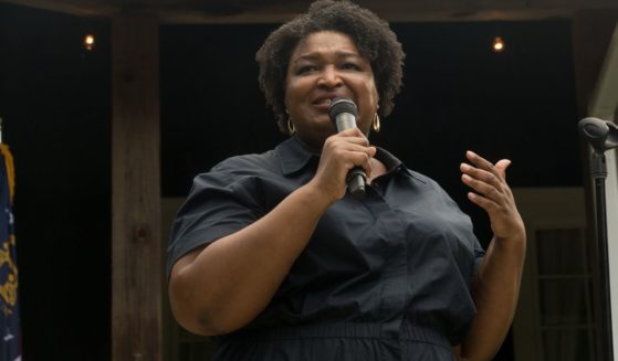 Georgia gubernatorial candidate Stacey Abrams speaks to supporters and members of the Rabun County Democrats group on July 28 in Clayton, Georgia.