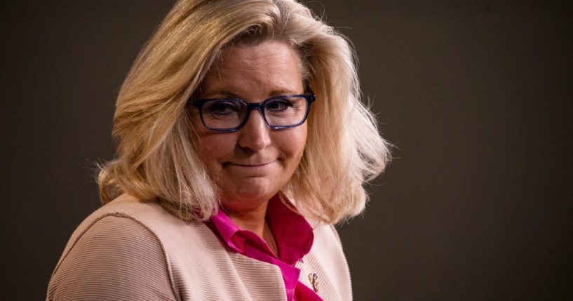Representative Liz Cheney leaves the podium after speaking during a news conference with other Republican members of the House of Representatives at the Capitol on July 21, 2020, in Washington, D.C.
