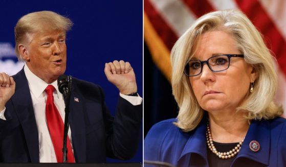 Liz Cheney, left, could possibly help former President Donald Trump, right, if she were to run as an independent.