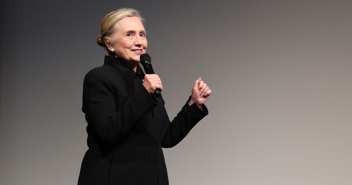 Hillary Clinton speaks during the "Below The Belt" New York Premiere at the Museum of Modern Art on May 24 in New York City.