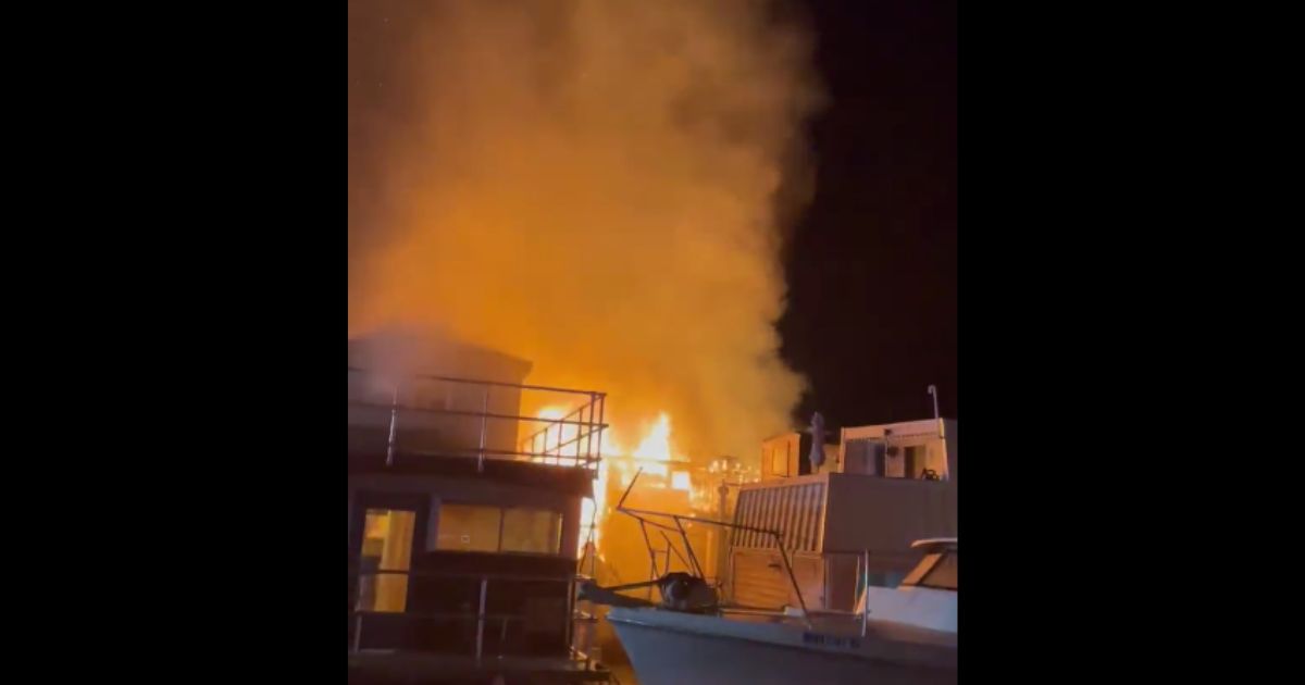A fire broke out on Friday night on Lake Union in Seattle.