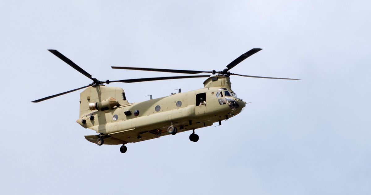 The above stock image is of a Boeing CH-47 Chinook.