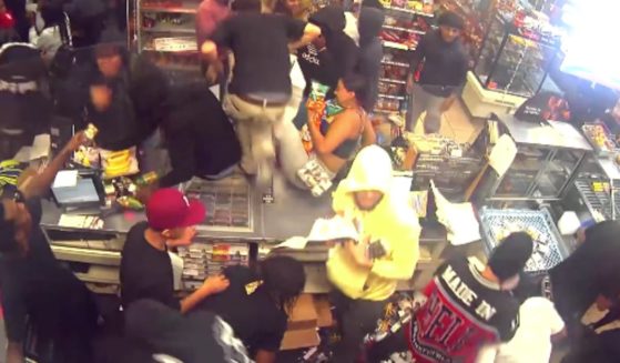A mob conducted a "street takeover" in Los Angeles and then robbed a convenience store on Monday.