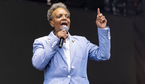 Chicago Mayor, Lori Lightfoot speaks to the crowd at Grant Park on Thursday in Chicago.