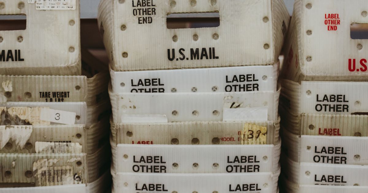 The above stock image is of stacked mail trays.