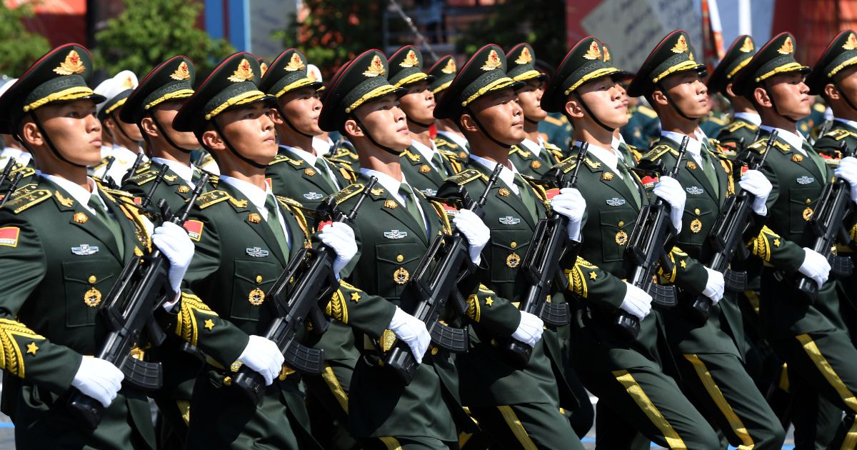 A parade unit of the Chinese Armed Forces during the Victory Day military parade in Red Square marking the 75th anniversary of the victory in World War II, on June 24, 2020, in Moscow.