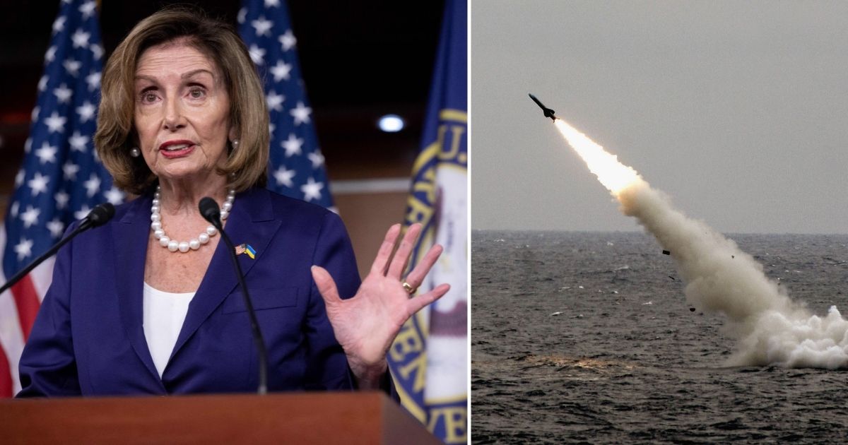 Speaker of the House Nancy Pelosi holds her weekly news conference on Capitol Hill in Washington, D.C., on Friday. A Chinese submarine launches a missile on August 23, 2005, near China's Shandong Peninsula.