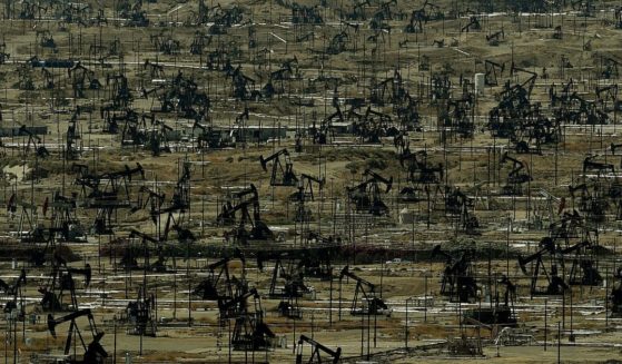An oil field with a large number of pumping jacks operating in the Central Valley of California is seen on June 24, 2015.