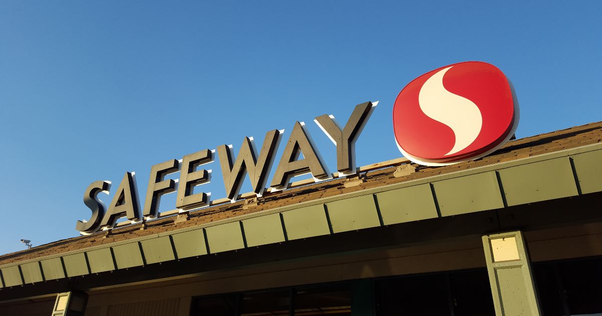 The above image is of a Safeway supermarket sign.