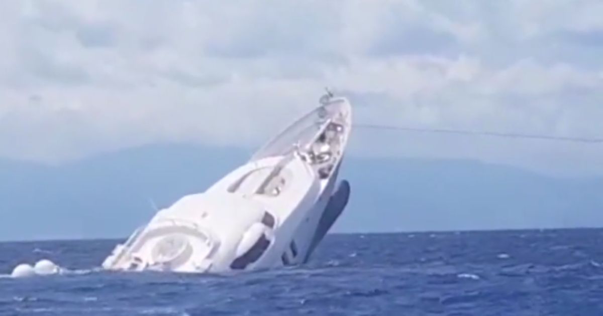 A superyacht capsized off the southeastern coast of Italy.