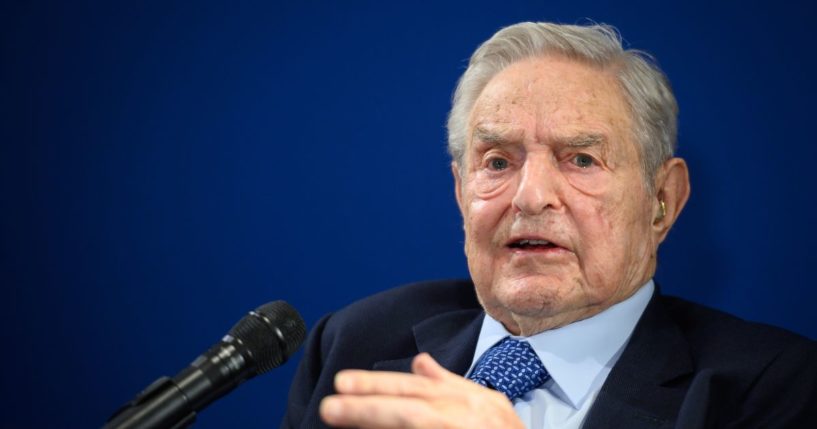 Philanthropist George Soros delivers a speech on the sideline of the World Economic Forum annual meeting, on Jan. 23, 2020, in Davos, eastern Switzerland.