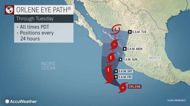 Impacts to land are set to begin as early as Friday night. The outer rainbands of Orlene will begin to brush coastal areas Friday night and will continue to spread over portions of western Mexico over the weekend.