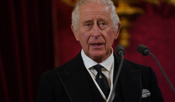 King Charles III is seen during Saturday's Accession Council at St James's Palace, London, where he was formally proclaimed monarch.