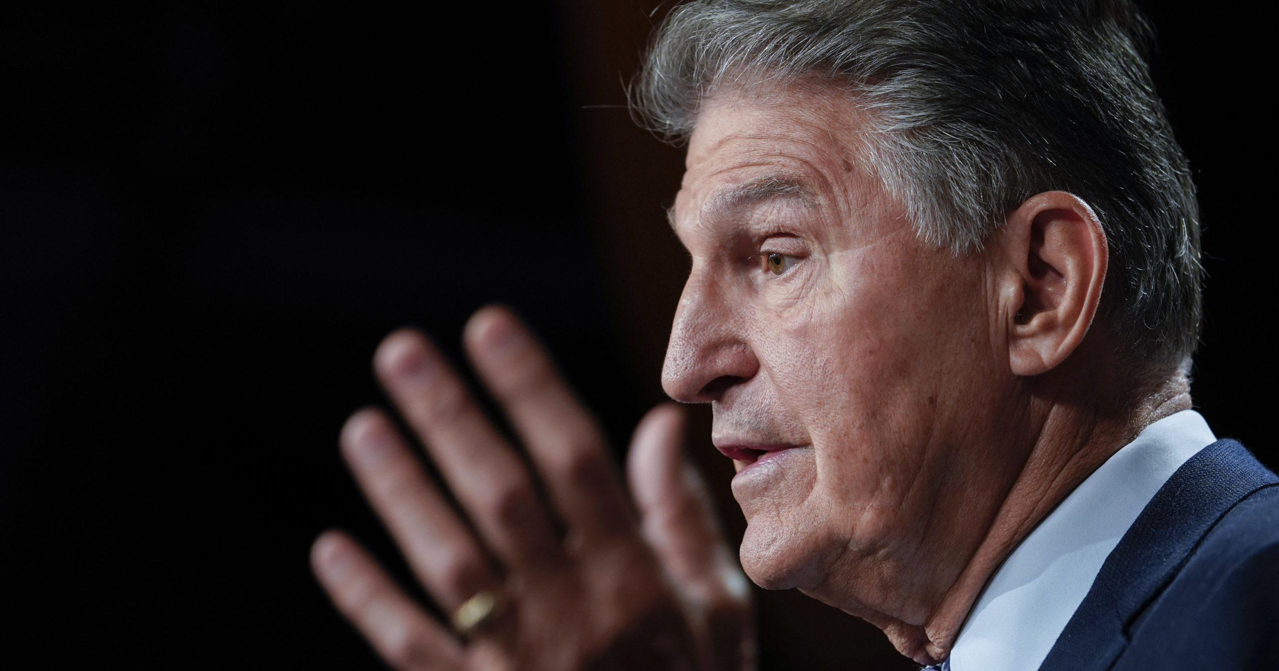 Sen. Joe Manchin speaks during a news conference Tuesday at the Capitol in Washington.