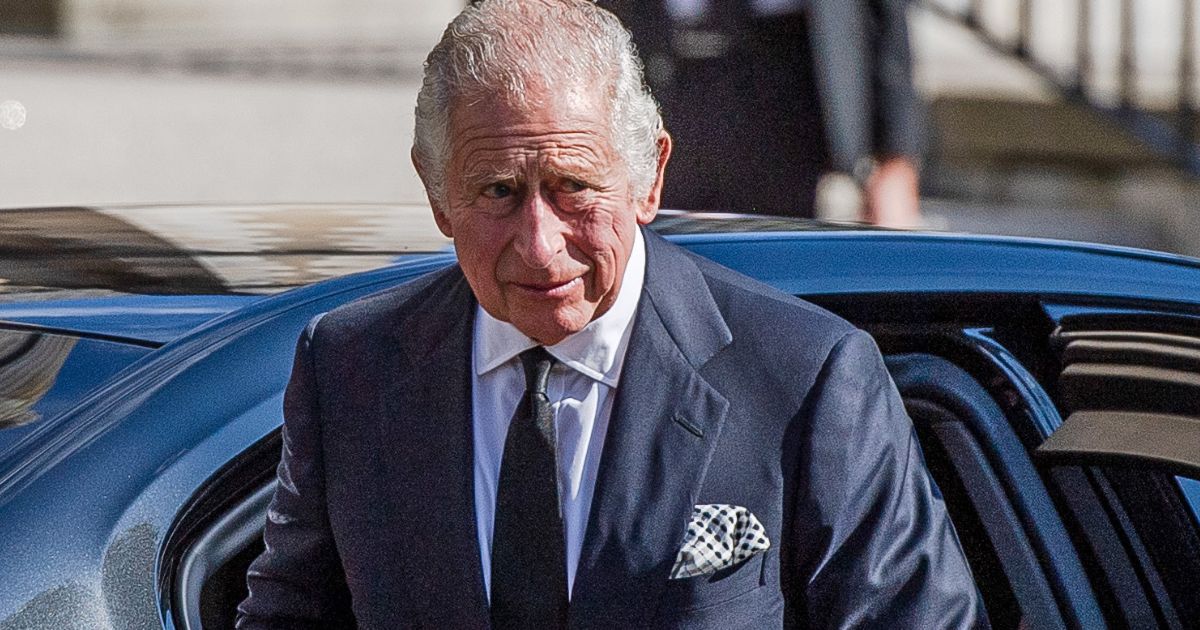 King Charles III leaves St Anne's Cathedral in Belfast, Northern Ireland, following a service for Queen Elizabeth II on Tuesday.