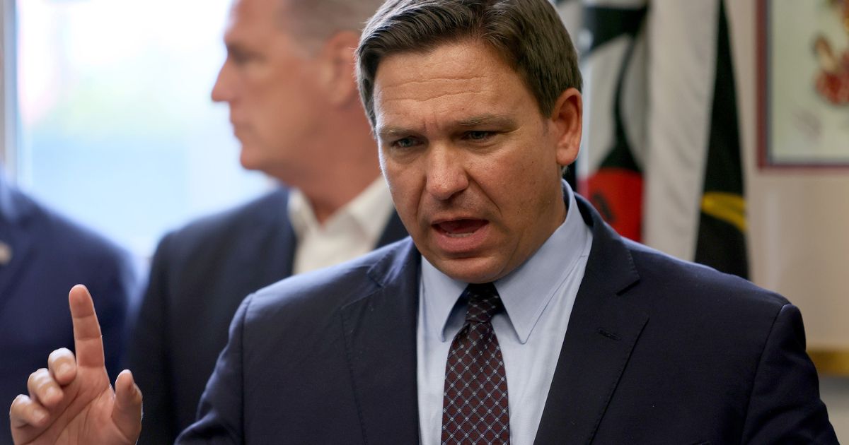 Florida GOP Gov. Ron DeSantis speaks at a news conference at the Assault Brigade 2506 Honorary Museum in Hialeah, Florida, on Aug. 5, 2021.