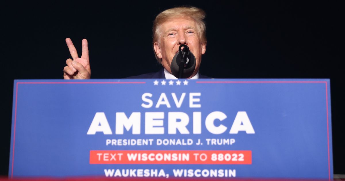 Former President Donald Trump speaks to supporters during a rally on Aug. 5 in Waukesha, Wisconsin.