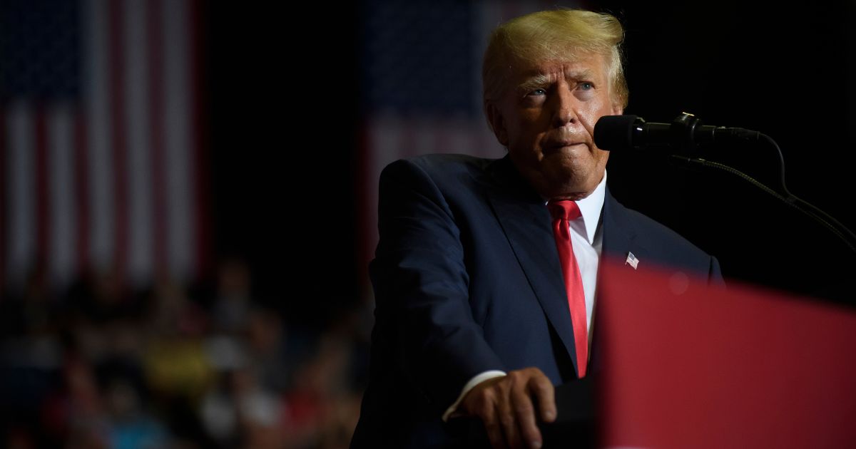 Former President Donald Trump speaks at a rally on Sept. 17 in Youngstown, Ohio.
