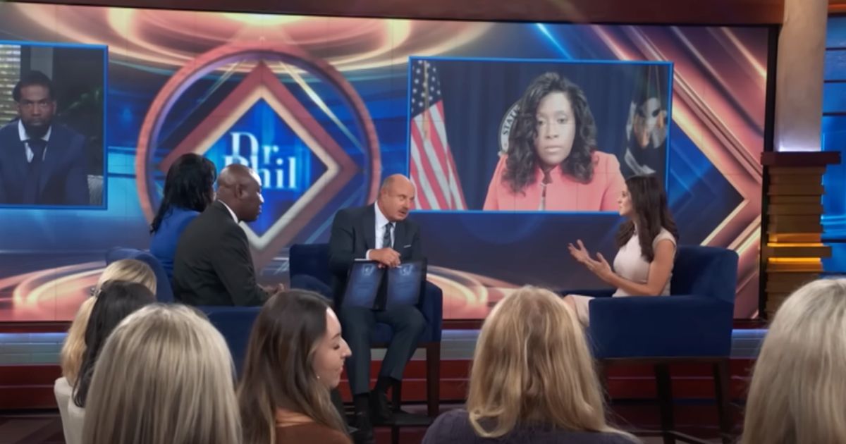 Lila Rose, right, the founder and president of Live Action, speaks to the host and other panelists about abortion on "Dr. Phil."