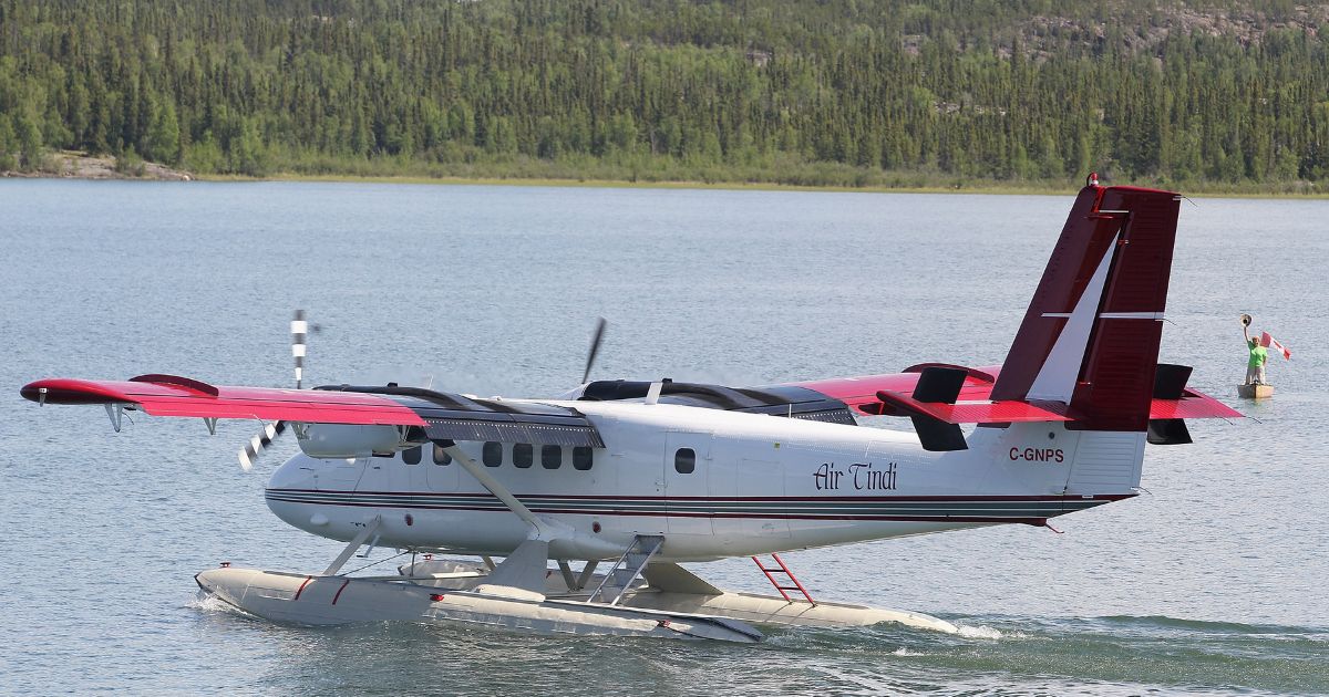 A floatplane leaves Old Town Float Base bound for Blackford Lake carrying Prince William, Duke of Cambridge, and Catherine, Duchess of Cambridge, on July 5, 2011, in Yellowknife, Canada.