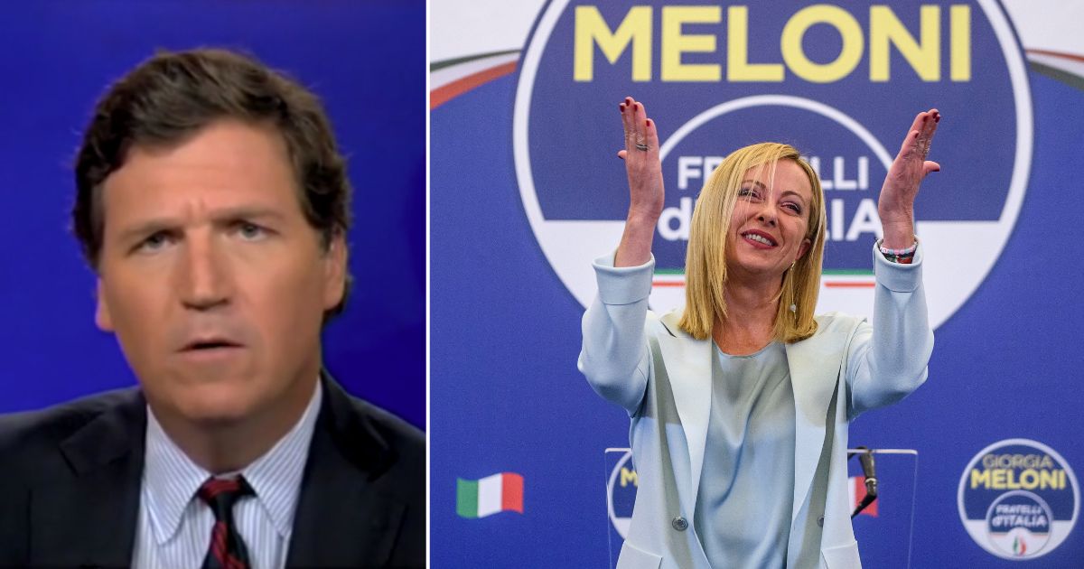 Fox News host Tucker Carlson laid out the reasons why Giorgia Meloni won Sunday’s election in Italy during his Monday evening show.