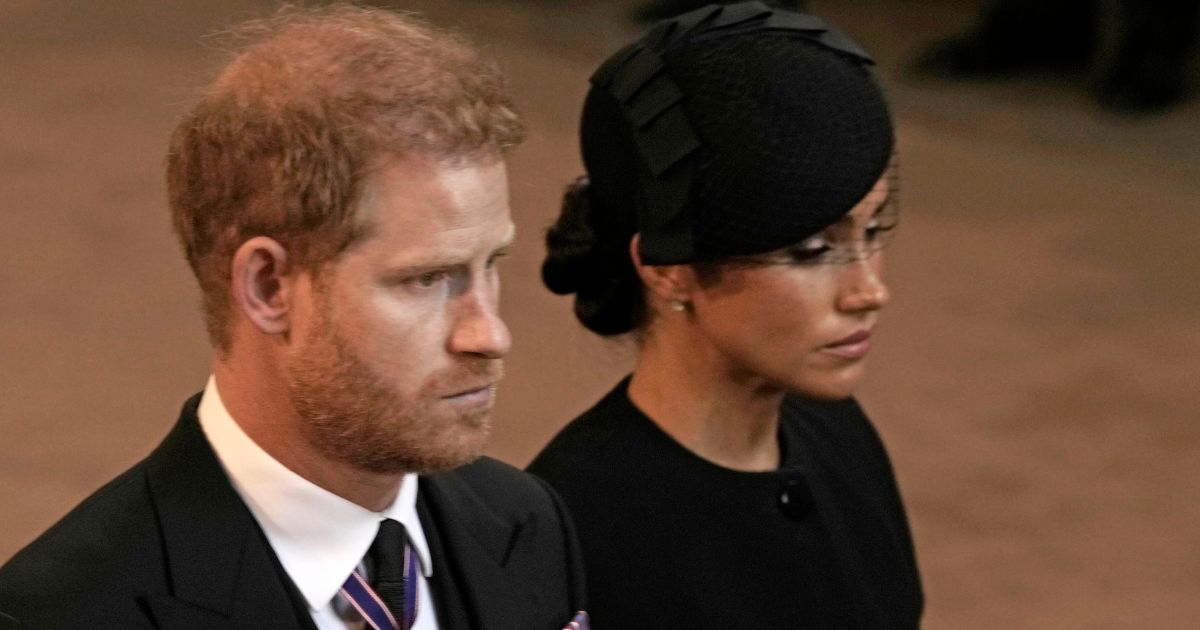 Prince Harry and Meghan Markle leave Westminster Hall in London on Wednesday.