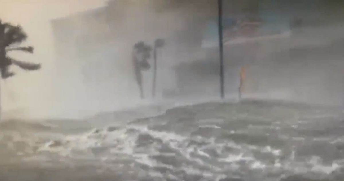 A mounted camera captures the storm surge from Hurricane Ian on Estero Boulevard in Fort Myers Beach.