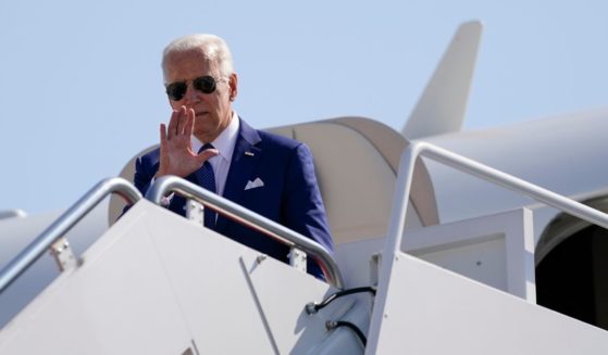 President Joe Biden arrives on Air Force One