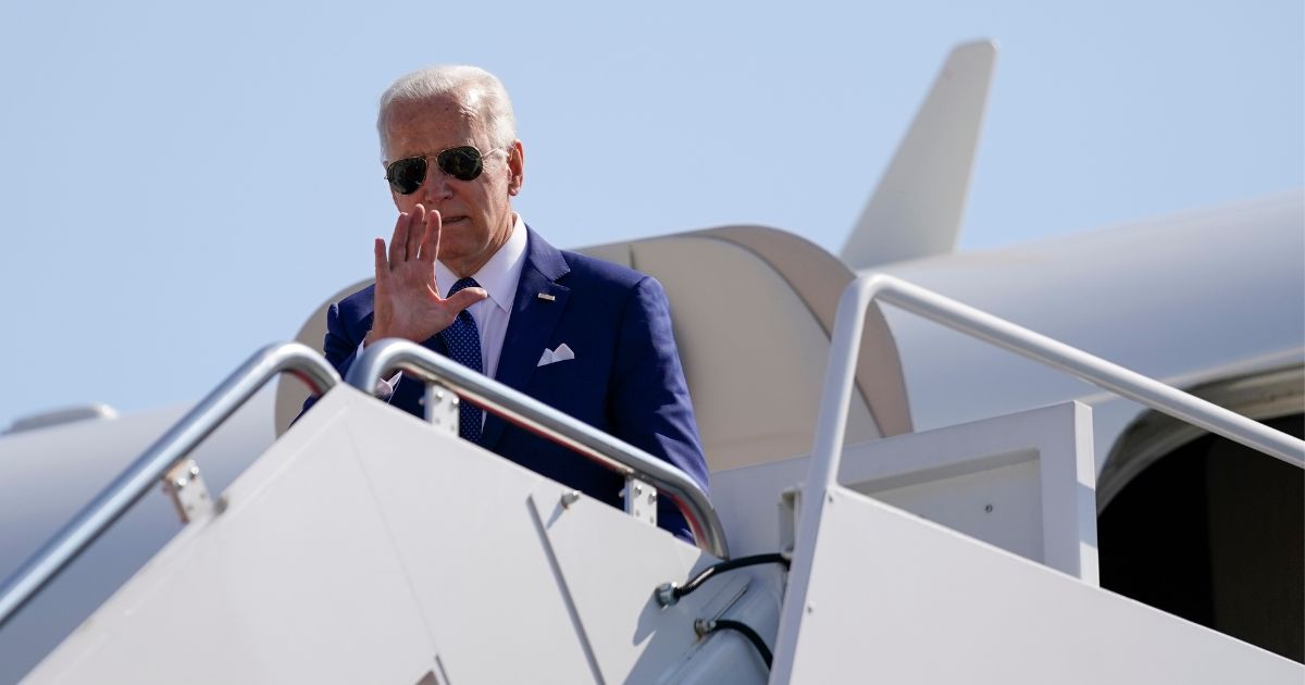President Joe Biden arrives on Air Force One