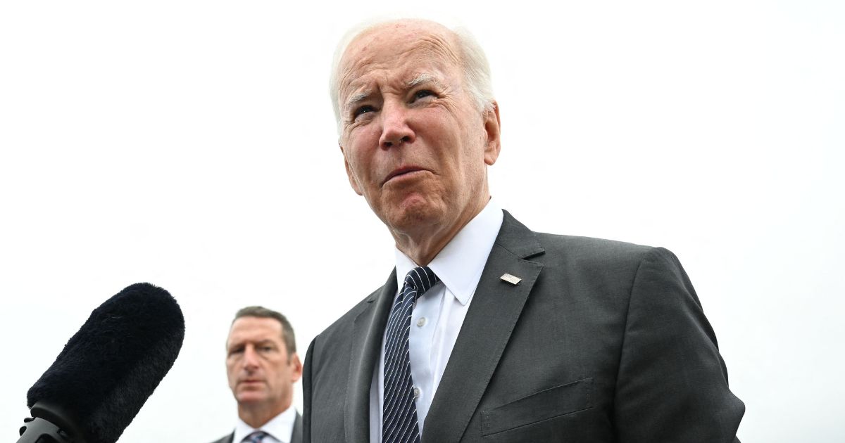 President Joe Biden talks to reporters before boarding Air Force One at Andrews Air Force Base in Maryland on Monday.