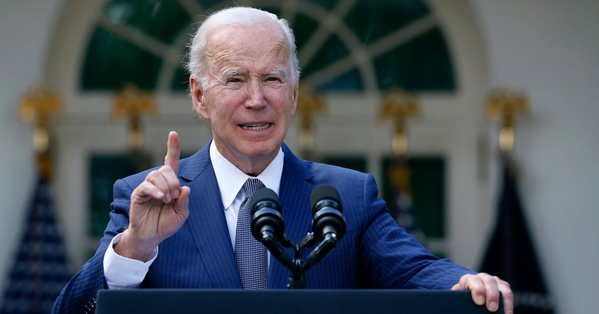 President Joe Biden speaks in the White House Rose Garden in Washington on Tuesday.