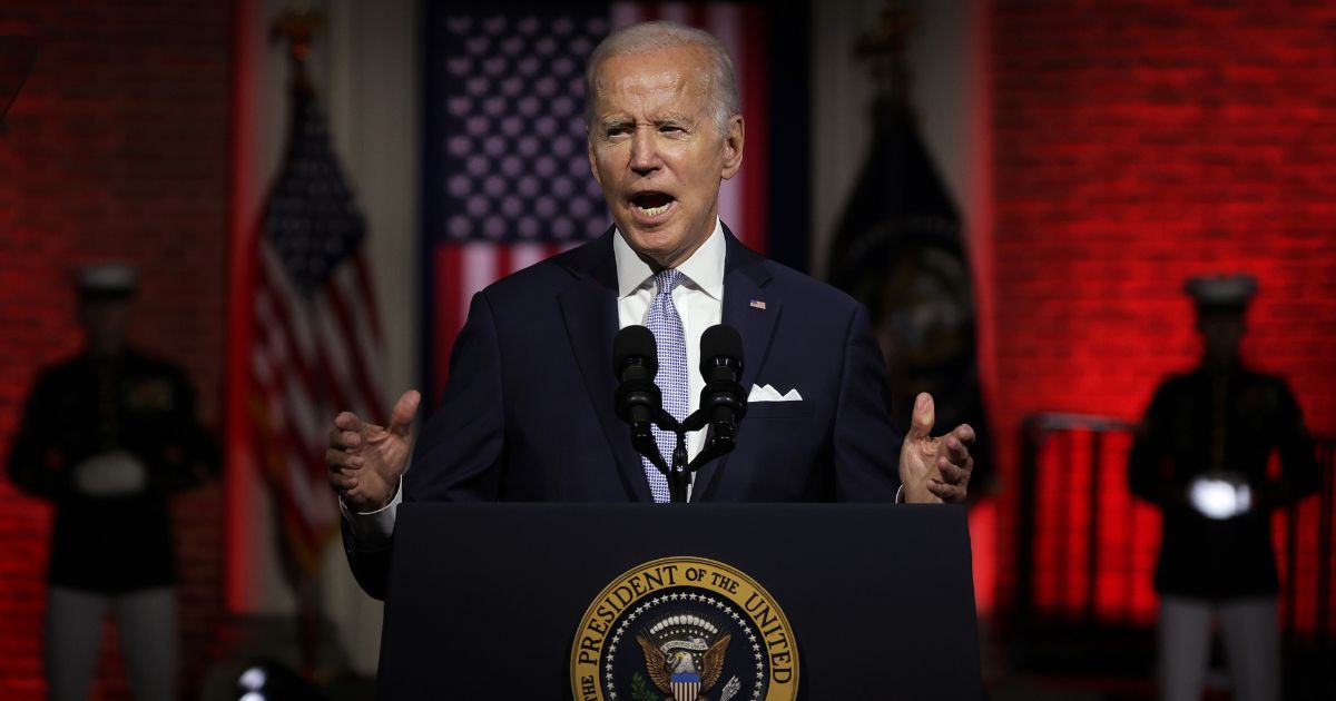 President Joe Biden delivers a speech at Independence National Historical Park on Thursday in Philadelphia.