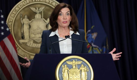 New York Democratic Gov. Kathy Hochul gives a COVID-19 news conference in New York City on Feb. 9 to announce the end of the state's indoor mask mandate, effective Feb. 10.