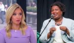Kayleigh McEnany, left, appears on Fox News' "Outnumbered" on Friday. Stacey Abrams speaks on Monday in Atlanta.