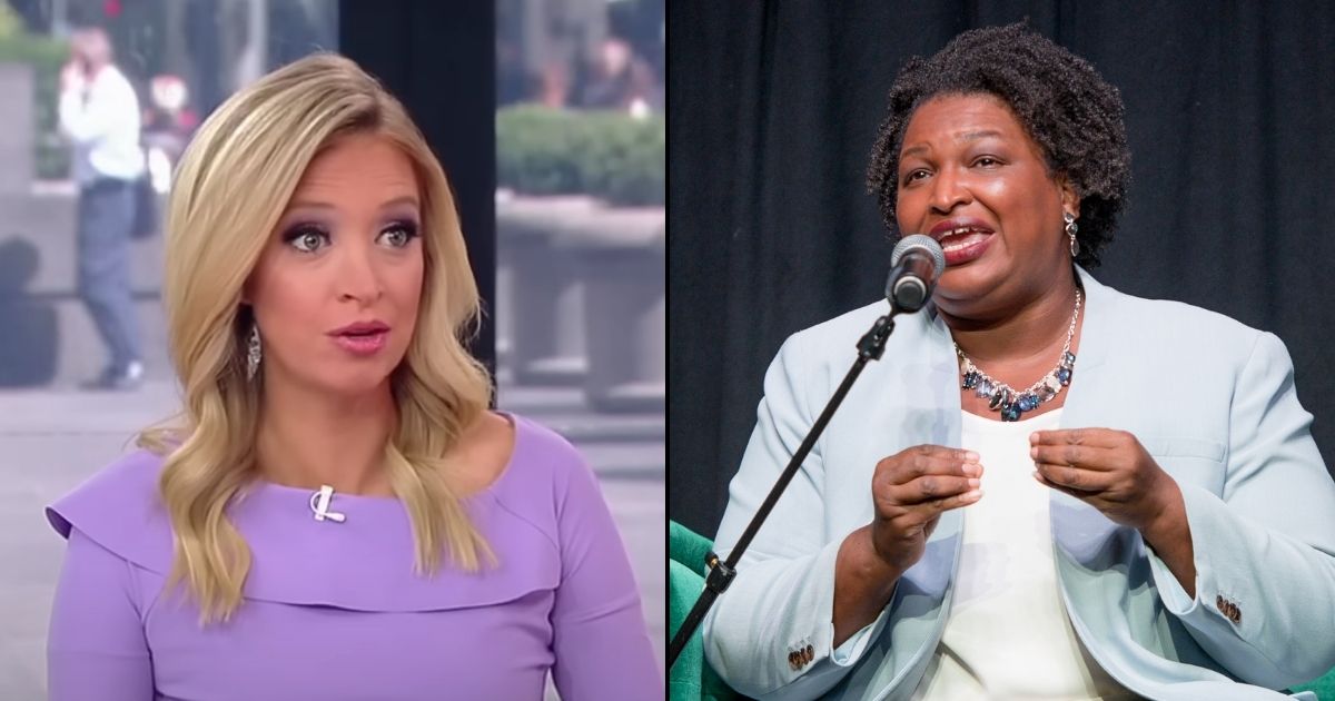 Kayleigh McEnany, left, appears on Fox News' "Outnumbered" on Friday. Stacey Abrams speaks on Monday in Atlanta.