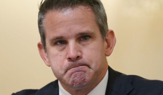 Republican Rep. Adam Kinzinger of Illinois listens during a hearing of the Democrat-led House committee investigating the Jan. 6, 2021, Capitol incursion at the Cannon House Office Building in Washington on July 27, 2021.