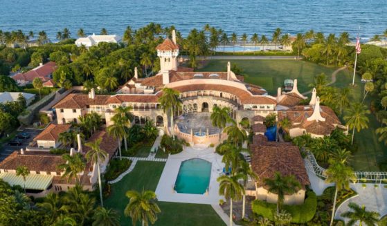 An aerial view shows former President Donald Trump's Mar-a-Lago estate in Palm Beach, Fla., on Aug. 10, two days after the FBI raided the property as part of an investigation into whether he took classified records from the White House.