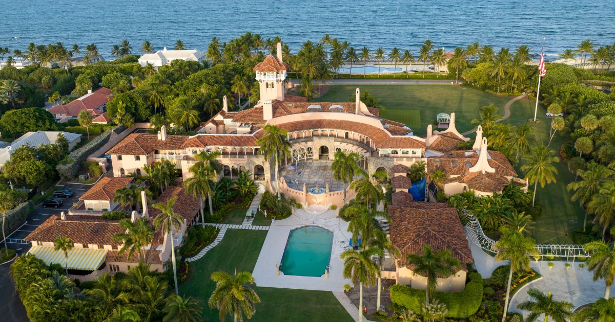 An aerial view shows former President Donald Trump's Mar-a-Lago estate in Palm Beach, Fla., on Aug. 10, two days after the FBI raided the property as part of an investigation into whether he took classified records from the White House.