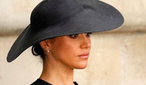Meghan, Duchess of Sussex, is seen at Westminster Abbey in London during the state funeral of Queen Elizabeth II on Monday.