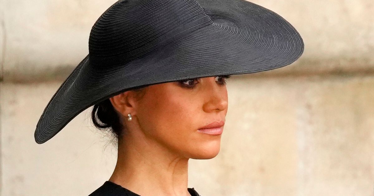 Meghan, Duchess of Sussex, is seen at Westminster Abbey in London during the state funeral of Queen Elizabeth II on Monday.