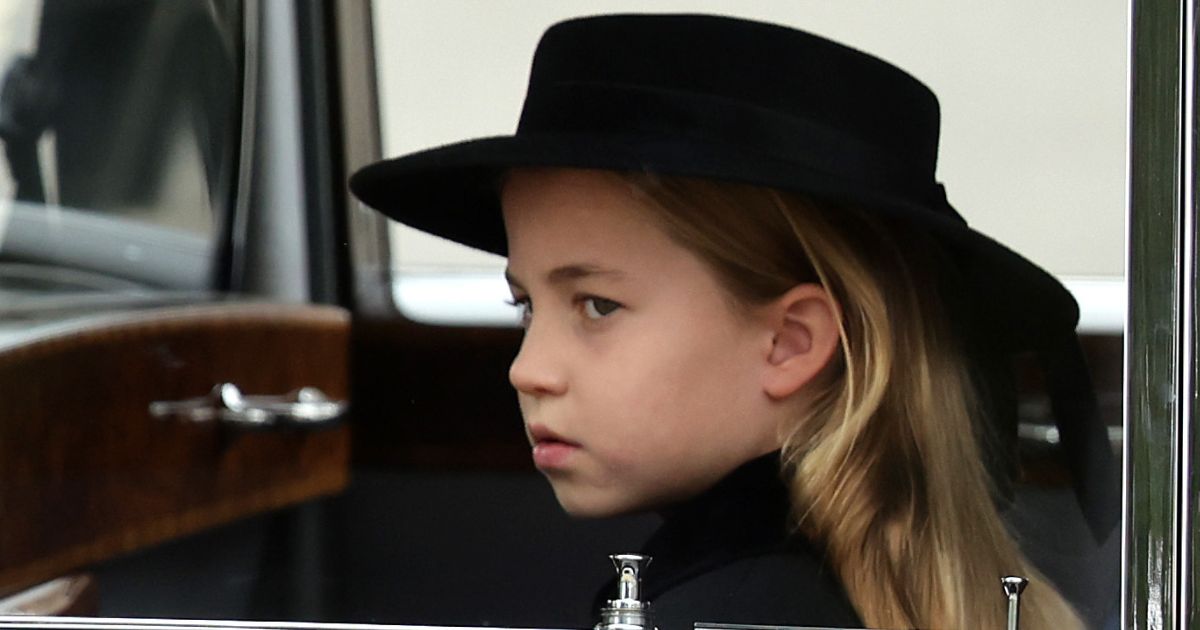Princess Charlotte of Wales rides to Westminster Abbey for the funeral of Queen Elizabeth II Monday in London, England.